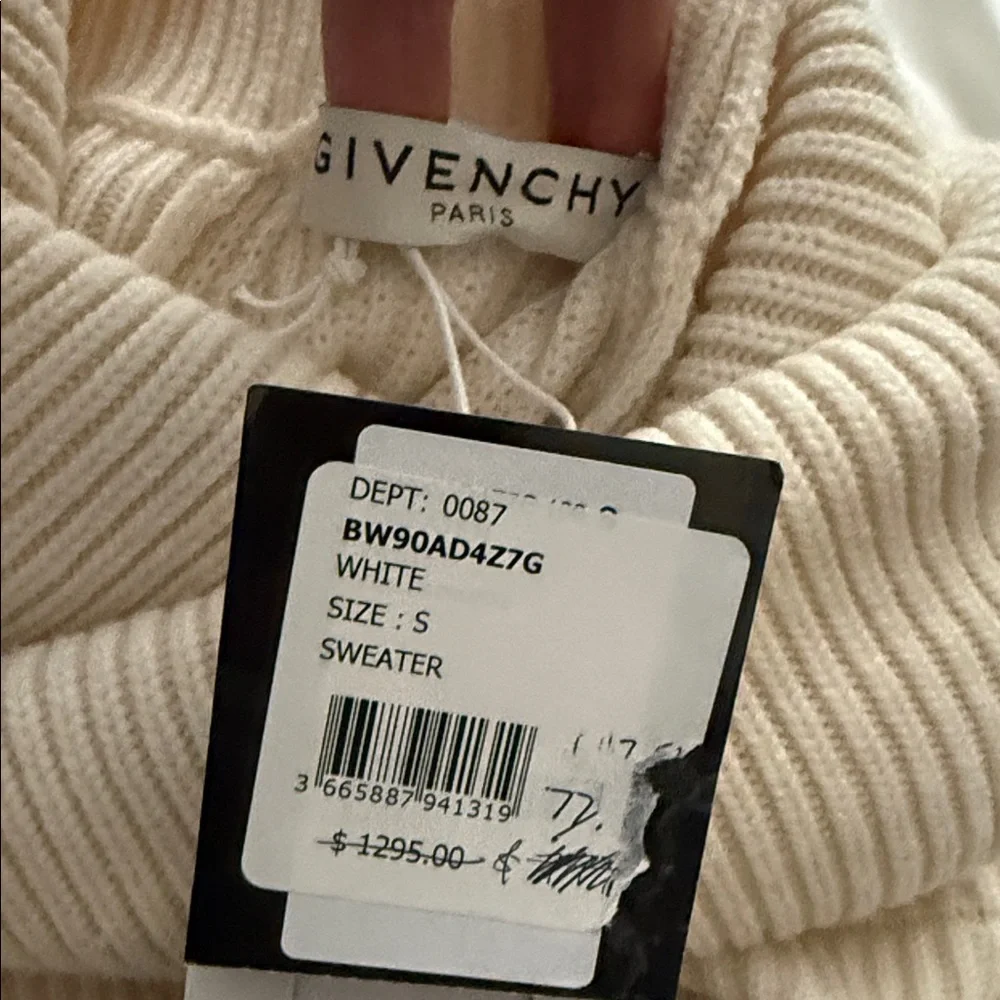 Givenchy Cream Cashmere Cowl Neck Sweater with Angel Sleeves - Picture 2 of 3